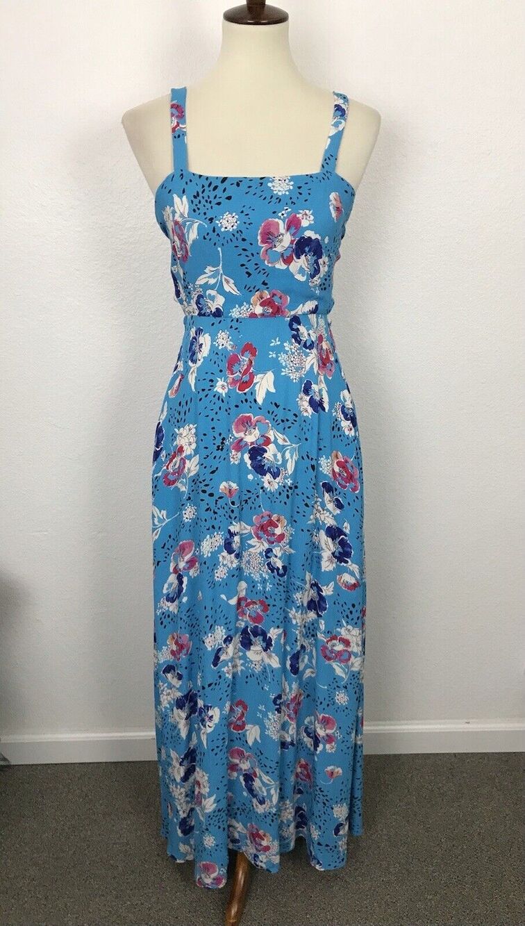 Zara Multicolor Floral Cut Out Back Maxi Tank Dress